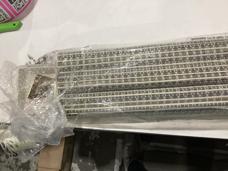 Condition photo showing Good Condition for lazblinds cordless bamboo roman shades for windows, light filtering natural bamboo blinds, easy lift cordless design for living room & bedroom, fits interior windows 30.5" w x 64" h, greystone greystone 30.5"w x 64"h