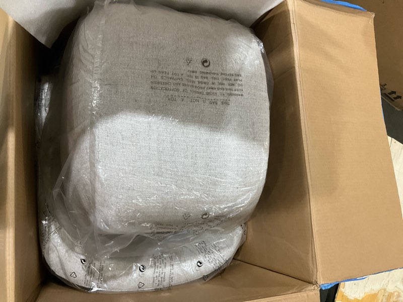 Condition photo showing As Is for upholstered dining chairs with casters, modern barrel side armchair with rollers for dining room, bedroom, kitchen, reading room, beige, set of 4 beige 4 pcs