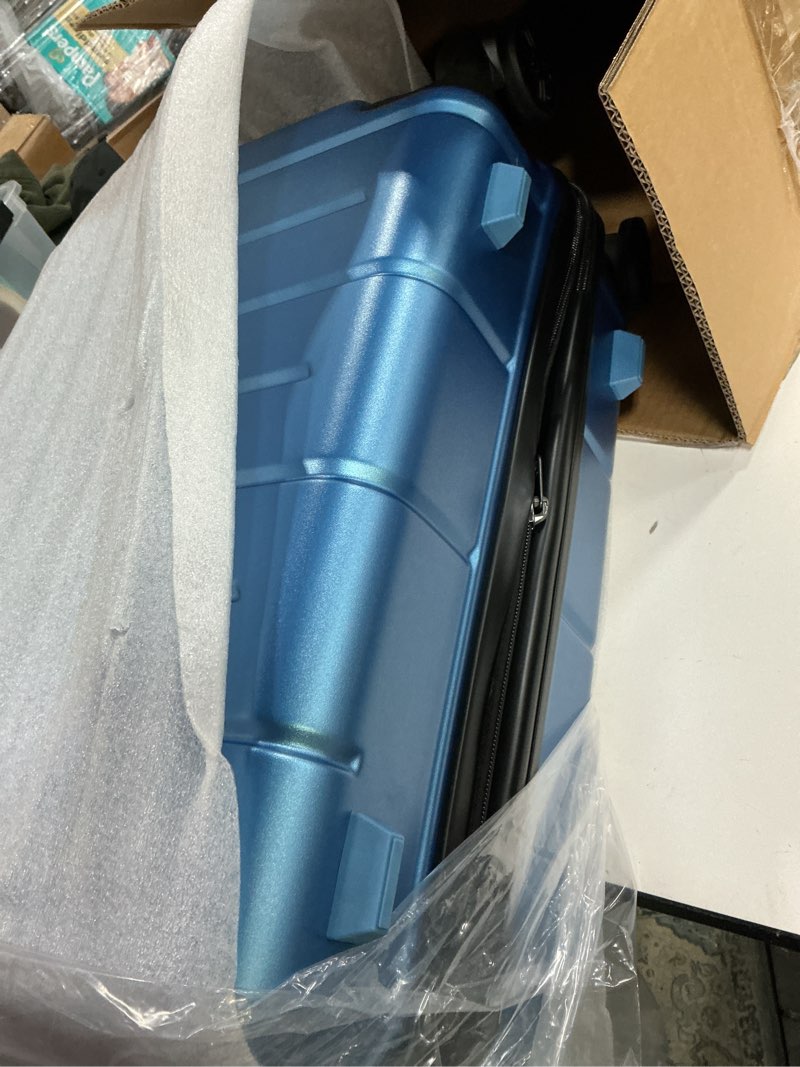 Condition photo showing New/Like New for kyme carry on luggage 22x14x9 airline approved expandable hardshell 20 inch luggage with tsa lock carry on suitcase with wheels small travel rolling luggage with cup holder for women men lt blue light blue expandable carry-on 20-inch
