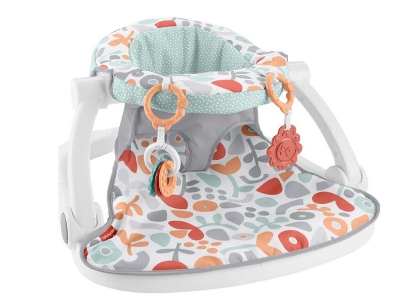 Fisher-Price Sit-Me-up Floor Seat Portable Baby Infant Chair with Snack Tray and Toys, Fresh Floral