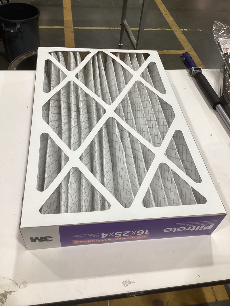 Condition photo showing Good Condition for filtrete 16-in w x 25-in l x 4-in merv 12 1550 mpr slim allergen, bacteria and virus electrostatic pleated air filter