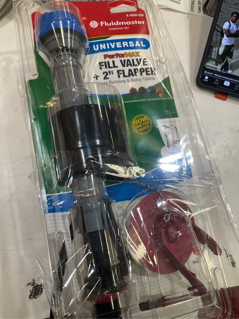 Condition photo showing As Is for performax 2.0 universal high performance toilet fill valve and 2 in. flapper repair kit