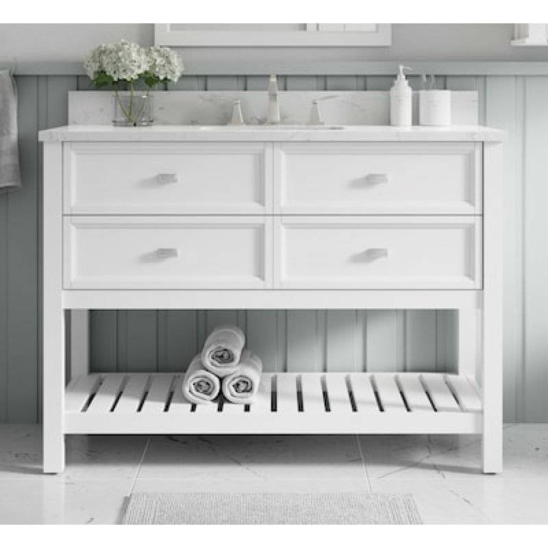 allen + roth canterbury 48-in white undermount single sink bathroom vanity with carrara