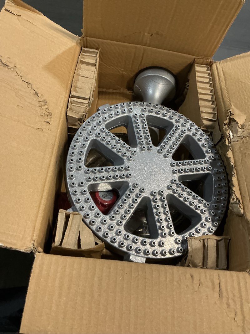 Condition photo showing New/Like New for Veralune High-Pressure Cast-Iron Propane Burner Head Round Burner Head with 20 PSIG Adjustable Regulator, Hose & Brass Fittings for Turkey Fryer Burners, Outdoor Cooking, Camping Large Burner Head