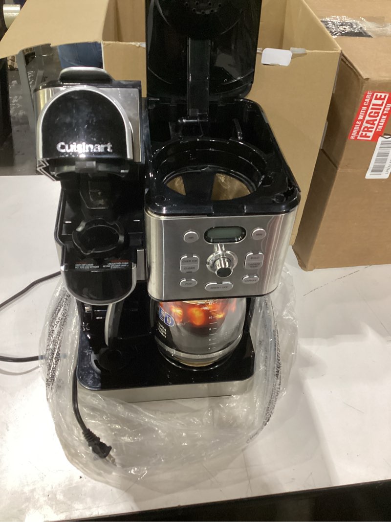Condition photo showing Good Condition for cuisinart 12-cup coffee maker, single-serve brewer glass carafe, automatic hot & iced coffee machine, brew strength control and pause, ss-16, stainless steel