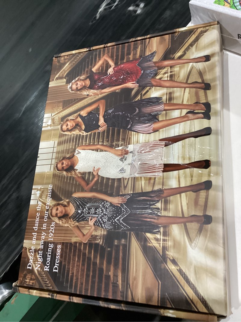 Condition photo showing New/Like New for FEPITO 1920s Flapper Dresses for Women, Fringed Sequin Great Gatsby Dress for Women with 20s Accessories, Roaring 20s Costume Small Green?style 3?