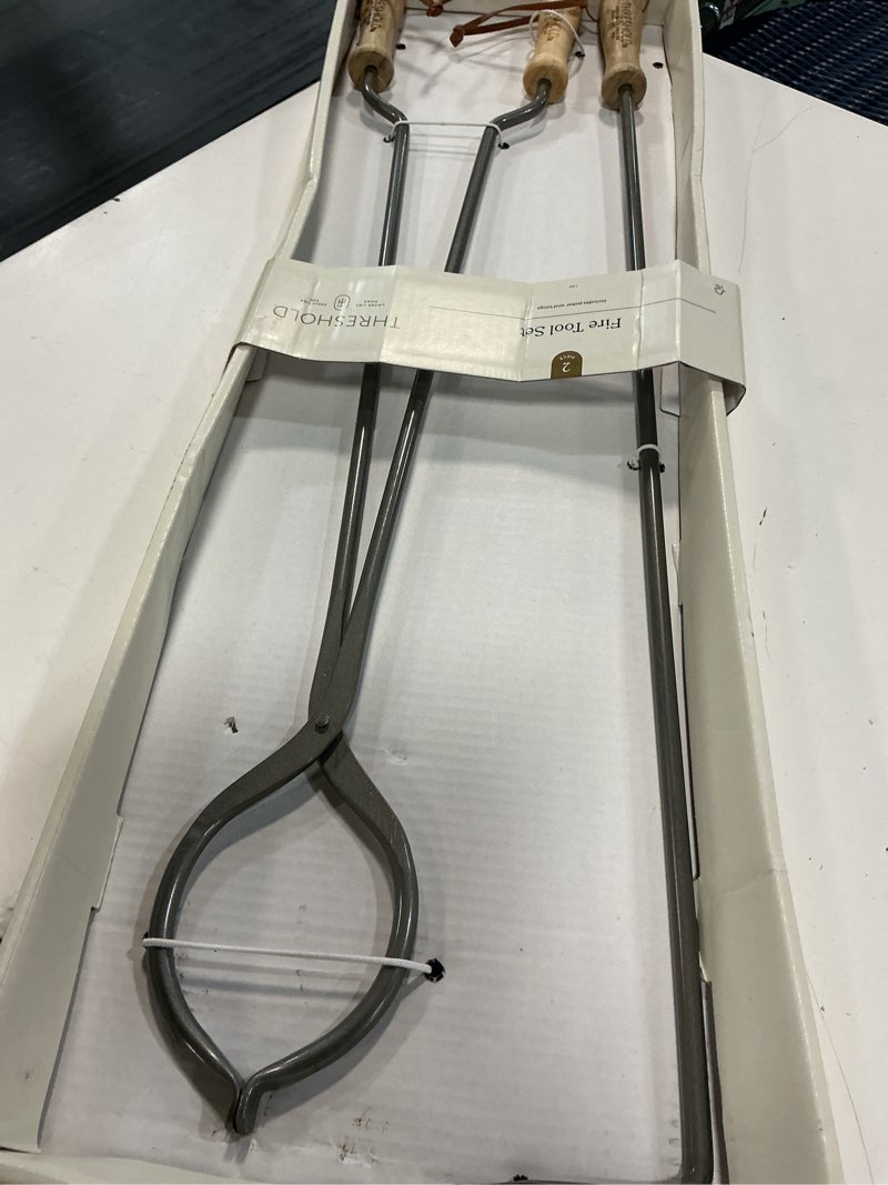 Condition photo showing Good Condition for 2pc tongs and fire poker tool set gray - threshold™