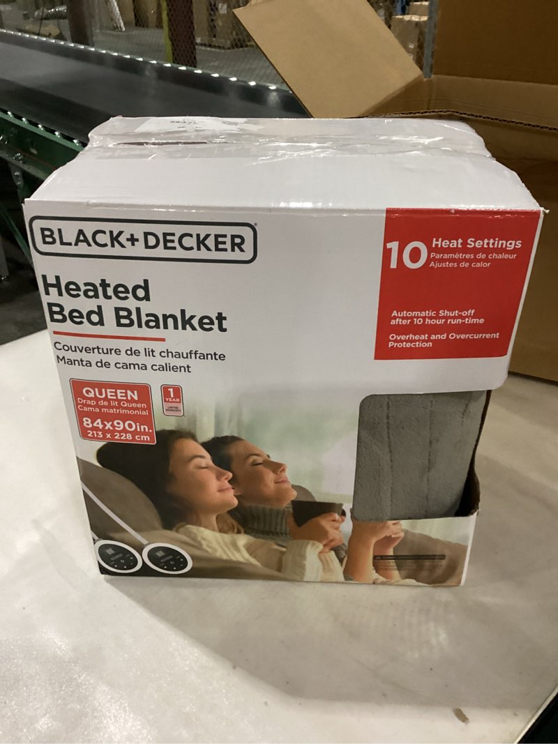 Condition photo showing New/Like New for BLACK+DECKER Heated Blanket Electric Queen, Micro Plush Electric Blanket, Heating Blanket with 10 Heating Levels, 10H Timer, Auto Shutoff, Dual Zone Heating, Fast Heating (84x90 inches, Grey) Queen Grey
