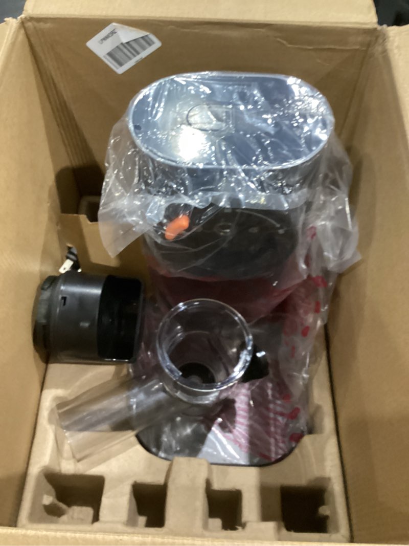 Condition photo showing As Is for ninja neverclog cold press juicer, powerful slow juicer with total pulp control, countertop, electric, 2 pulp functions, dishwasher safe, 2nd generation, charcoal, jc151