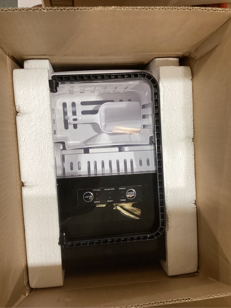 Condition photo showing Good Condition for dumos countertop ice maker with handle, 26lbs/24h portable ice machine, 9 bullet cubes ready in 6 mins, self-cleaning, quiet compact for home, kitchen, rv, camping, bright black bright black handle-26.5lbs/24h
