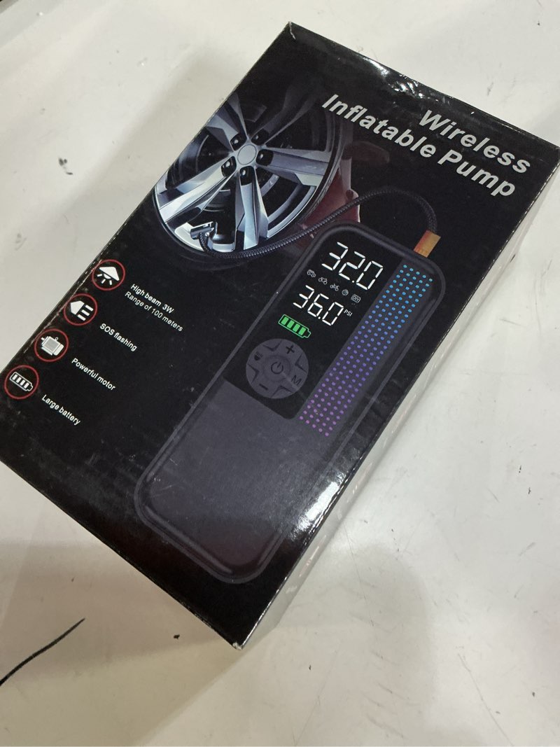 Condition photo showing Good Condition for tire inflator portable air compressor, 150 psi cordless air pump, dual power 6000mah, 12v dc car plug, fast inflation 24l/min, auto shut-off, led light, 4 preset modes for car, bike, motorcycle, balls 6000mah black