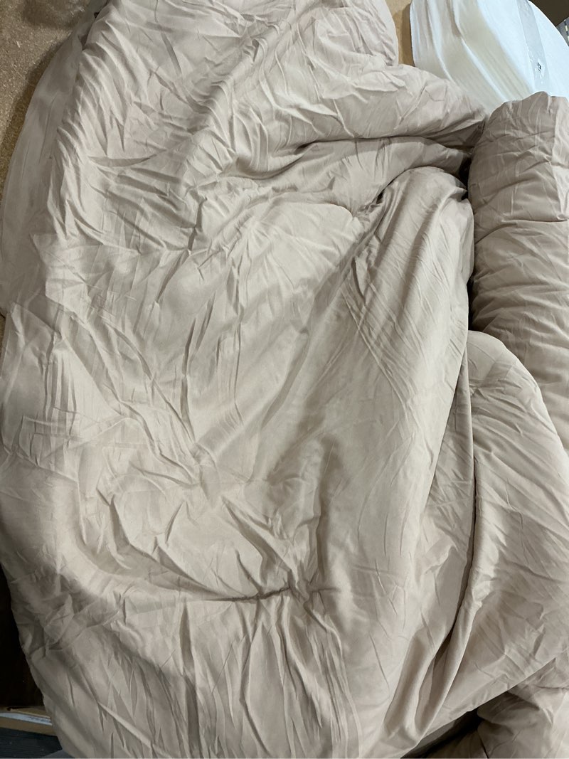 Condition photo showing As Is for cozylux king size comforter khaki, solid comforters king size breathable quilted bedding sets, luxury soft lightweight bed set with down alternative comforter and 2 pillowcases all season khaki king   (only comforter )