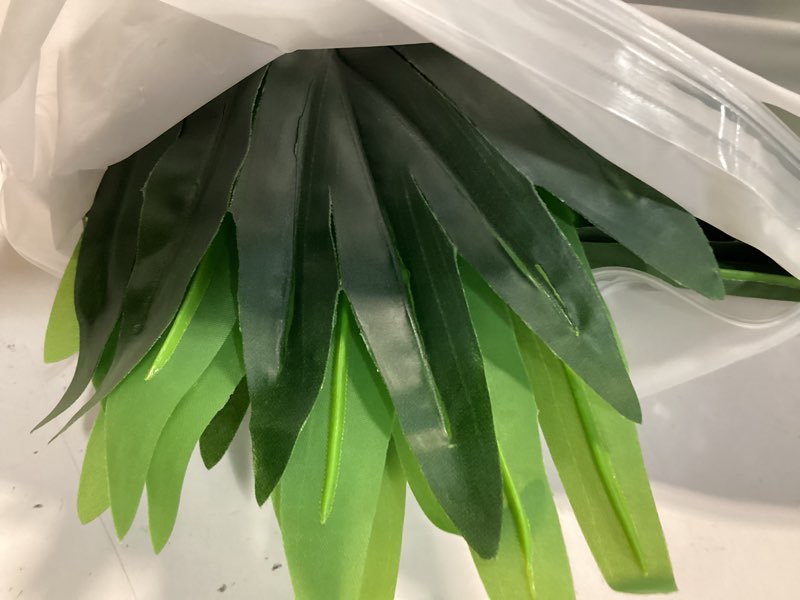 Condition photo showing As Is for artificial palm tree 30" tall uv resistant tropical areca faux plants monstera leaves floral arrangement safari leaves party suppliers decorations 2