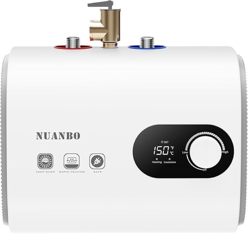 electric water heater 4 gallon mini tank hot water under sink instant for kitchen bathroom 110v 1500w, wall or floor mounted, easy to install