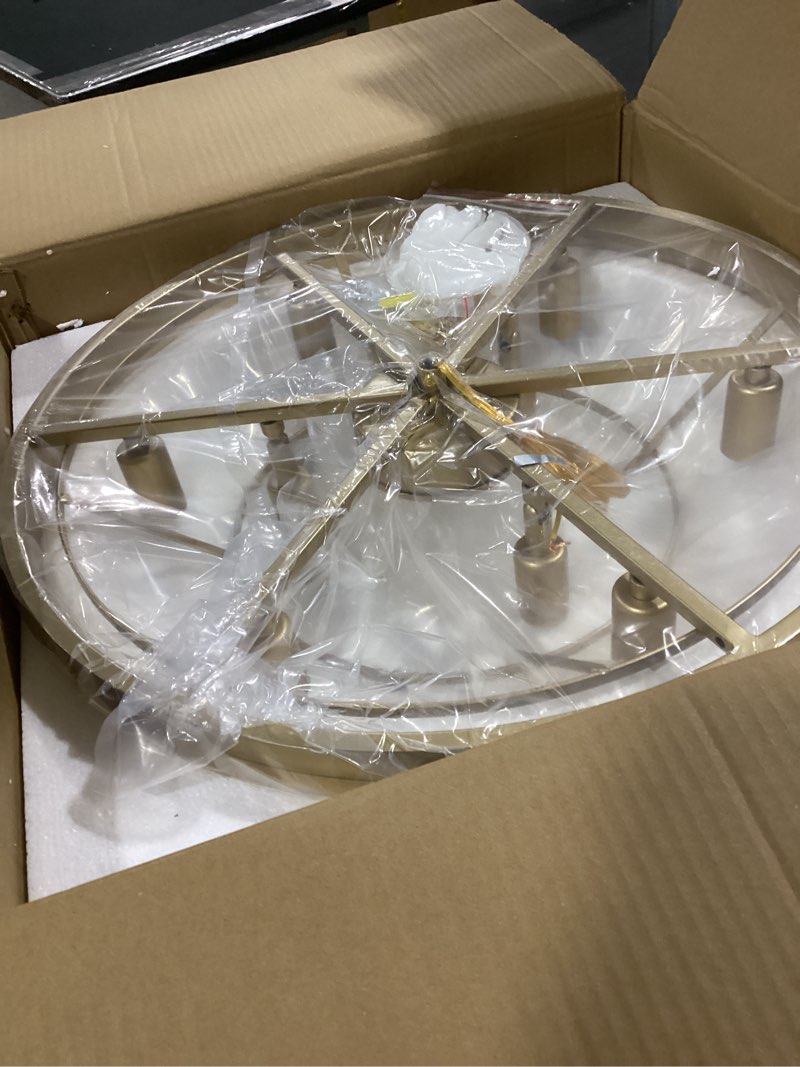 Condition photo showing Good Condition for Crystal Chandeliers for Dining Room Lights Fixtures, 9 Lights Gold Modern Chandeliers for Bedroom, 3-Tier Round Crystal Lighting Fixtures for Living Room Entryway Kitchen Island D20 Inch Gold D20" - 9 Lights