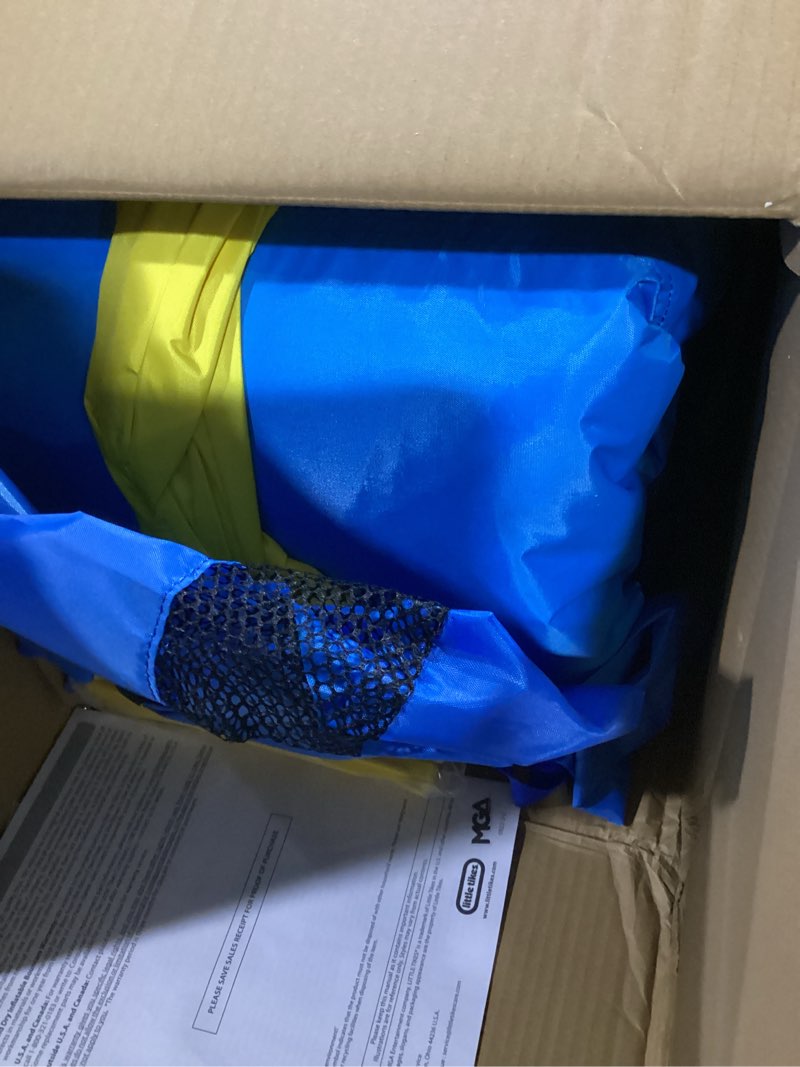 Condition photo showing Good Condition for little tikes jump 'n slide inflatable bouncer includes heavy duty blower with gfci, stakes, repair patches, and storage bag, for kids ages 3-8 years multi regular