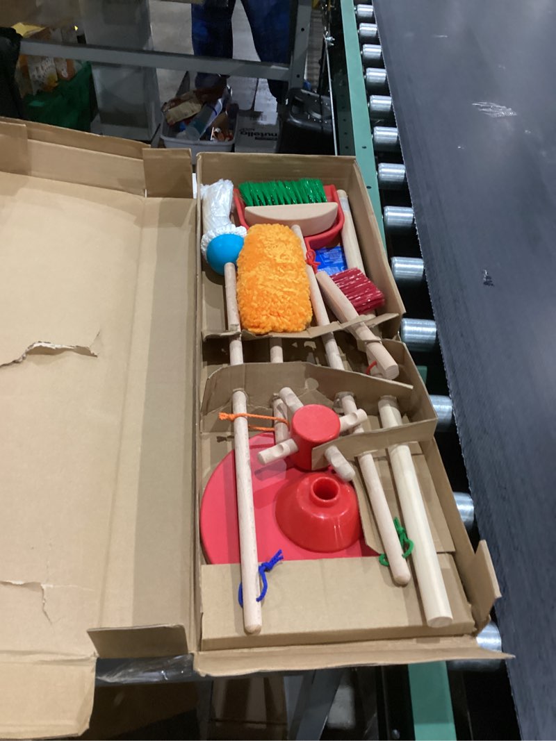Condition photo showing Good Condition for Melissa & Doug Dust Sweep Mop 6-Piece Pretend Play Set, Toddler Toy Cleaning, Pretend Play Home Cleaning, Kids Broom and Mop Set for Ages 3+
