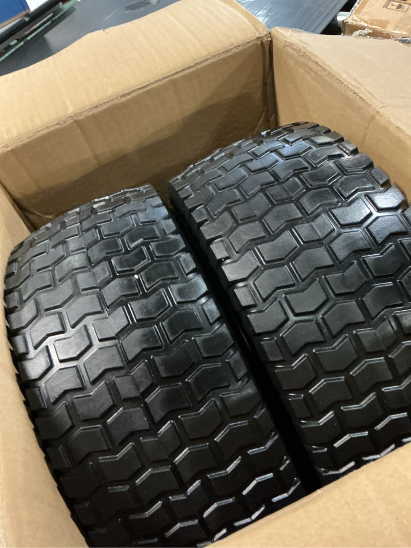 Condition photo showing New/Like New for gicool 15x6.00-6 flat free lawn mower tire and wheel, 15x6-6nhs riding mowers lawn tire and wheel with 3/4" bearing, 3" centered hub, 2 pack 15x6.00-6 flat free (turf tread)