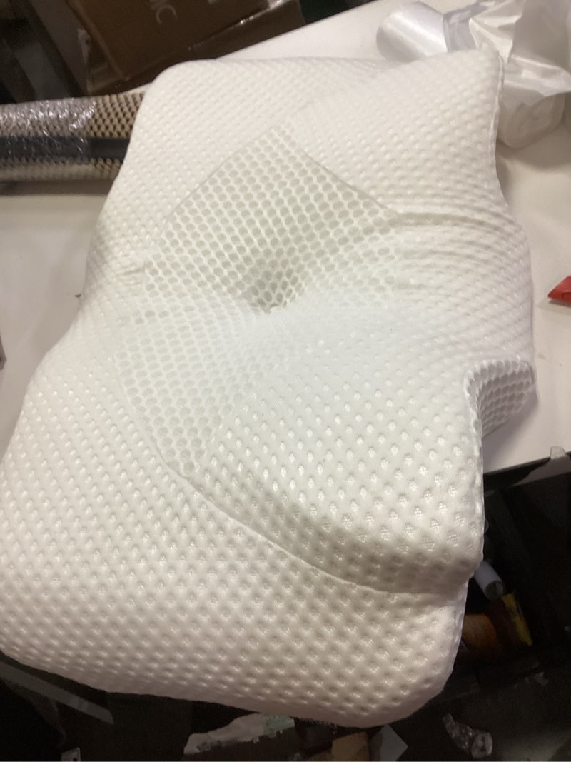 Condition photo showing Good Condition for Cervical Neck Pillow for Pain Relief, Ergonomic Contour Pillow for Sleeping, 2 Heights Cooling Pillow for Neck and Shoulder Support, Memory Foam Orthopedic Pillow for Side Back Stomach Sleepers Grey Grey Queen