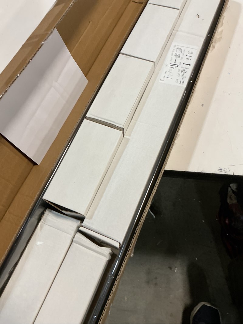 Condition photo showing New/Like New for 64" Bifold Sliding Barn Door Hardware Track Kit,Side Mounted Black J Shape Roller,Smoothly and Quietly,Assembly Easy,Fit Four 15" Bi-Folding Doors (Door Not Included) 64'' for 4 Doors (Hardware only) Black-J Shape