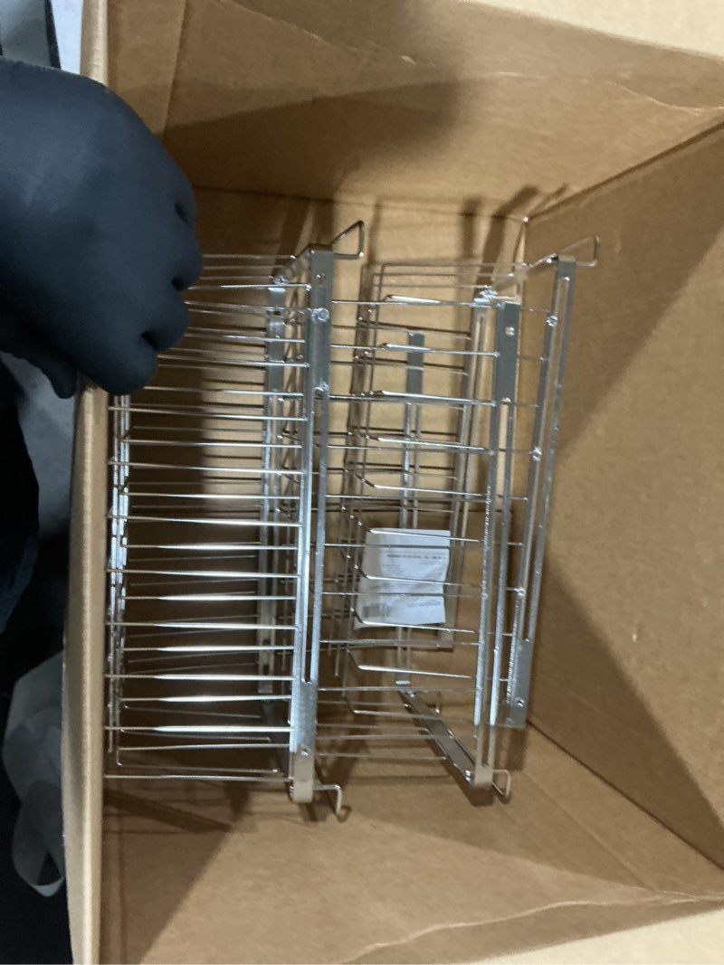Condition photo showing As Is for orgneas freezer baskets for chest freezer, capacity expandable deep freezer organizer bins adjustable from 16.5" to 26.5" stainless steel wire basket storage with hanging handles 2pcs
