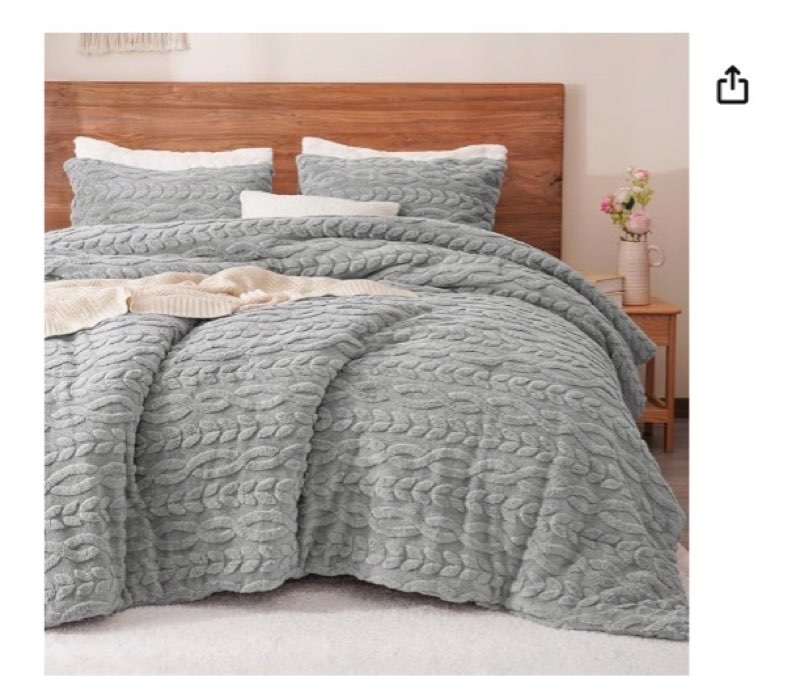PHF Fluffy Sherpa Fleece Twin Comforter Set, 2 Pieces Warm Fuzzy Soft Bedding for Winter, 3D Tufted 