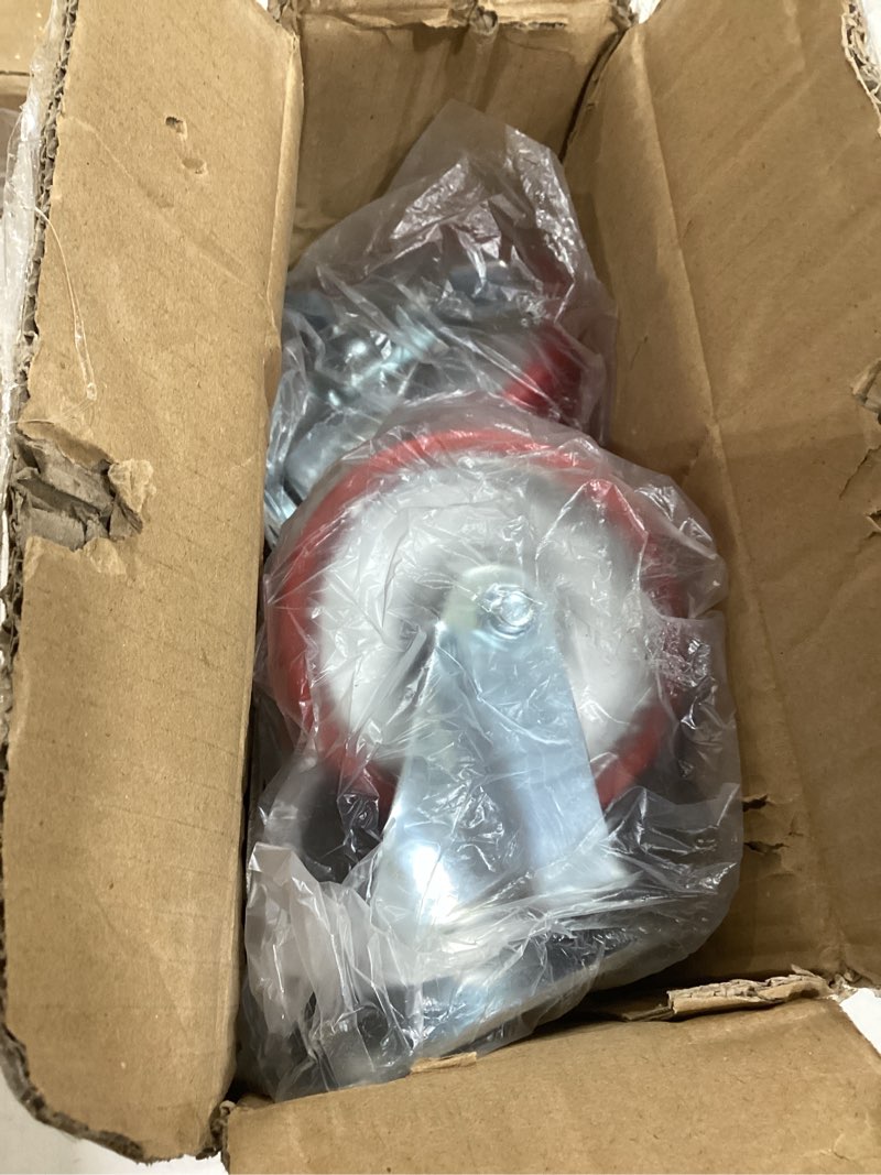 Condition photo showing Good Condition for 4 inch heavy duty casters, swivel caster wheels with brake, polyurethane on steel wheel- casters set of 4 with 2000 lb capacity, caster wheels for furniture workbench cart (4 side brake) 4 side brake 4 inch