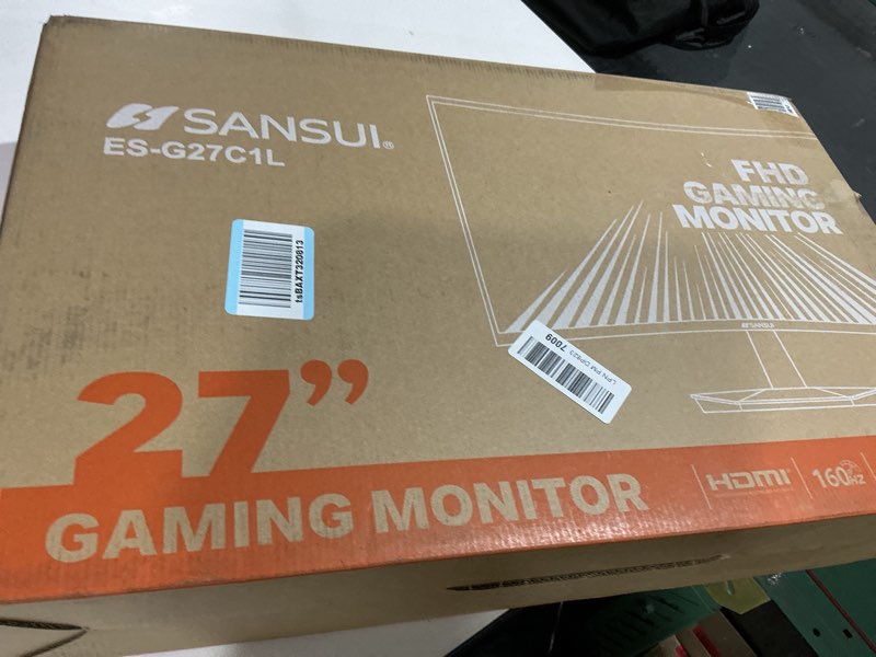 Condition photo showing As Is for SANSUI 27 Inch Curved 160Hz Gaming Monitor, 1500R Curved Computer Gaming Monitor FHD 1080P, 4000:1, 110% sRGB, FPS/RTS, 1Ms MPRT|FreeSync|HDR|Low Blue Light|HDMI DP| VESA Support, HDMI Cable Incl. 27 Inch 27" 160Hz Gaming Curved 1500R