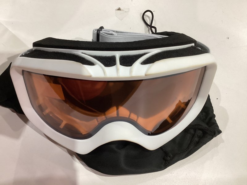 Condition photo showing As Is for karsaer ski goggles anti-fog snow goggles otg 100% uv protection snowboard goggles bendable dual-lenses for men women youth matte white frame orange lens vlt 60%