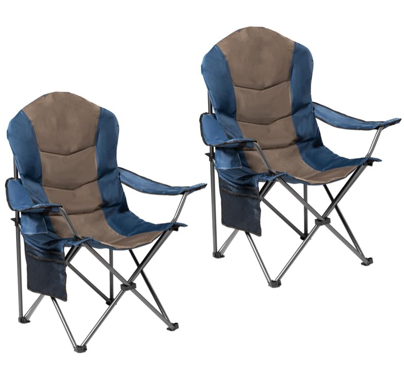2 pack folding camping chairs for adults - high back padded portable outdoor lawn chairs 400lbs capacity, adjustable armrests - ligh