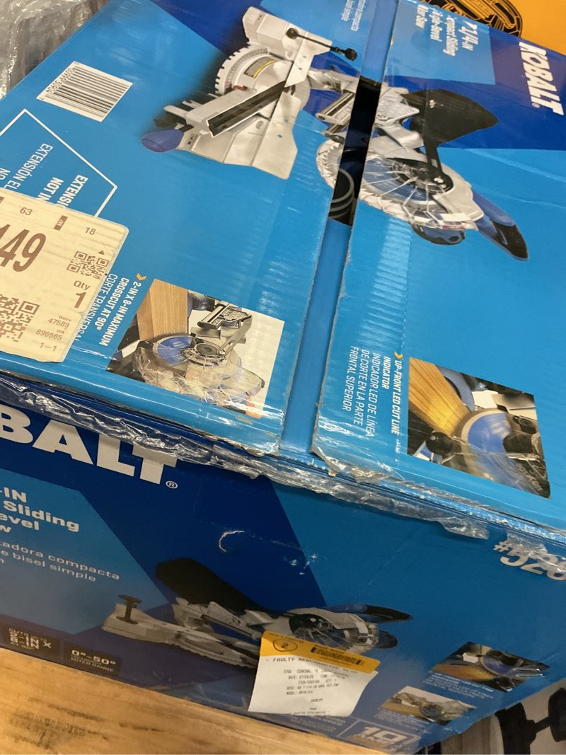 Condition photo showing As Is for kobalt compact 7-1/4-in 10-amp single bevel sliding compound corded miter saw