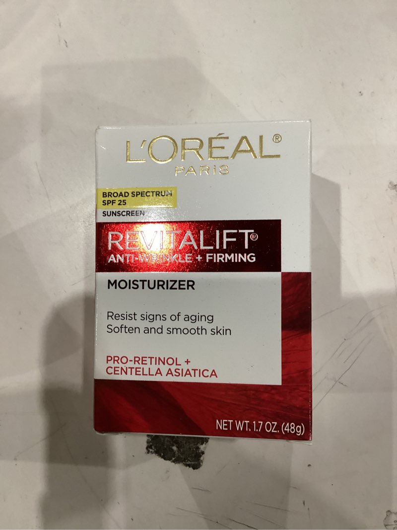 Condition photo showing Good Condition for L'Oréal Paris Revitalift Anti-Wrinkle and Firming Face Moisturizer with SPF 25, Pro-Retinol and Centella Asiatica, Paraben Free, 1.7 oz (Packaging may vary)