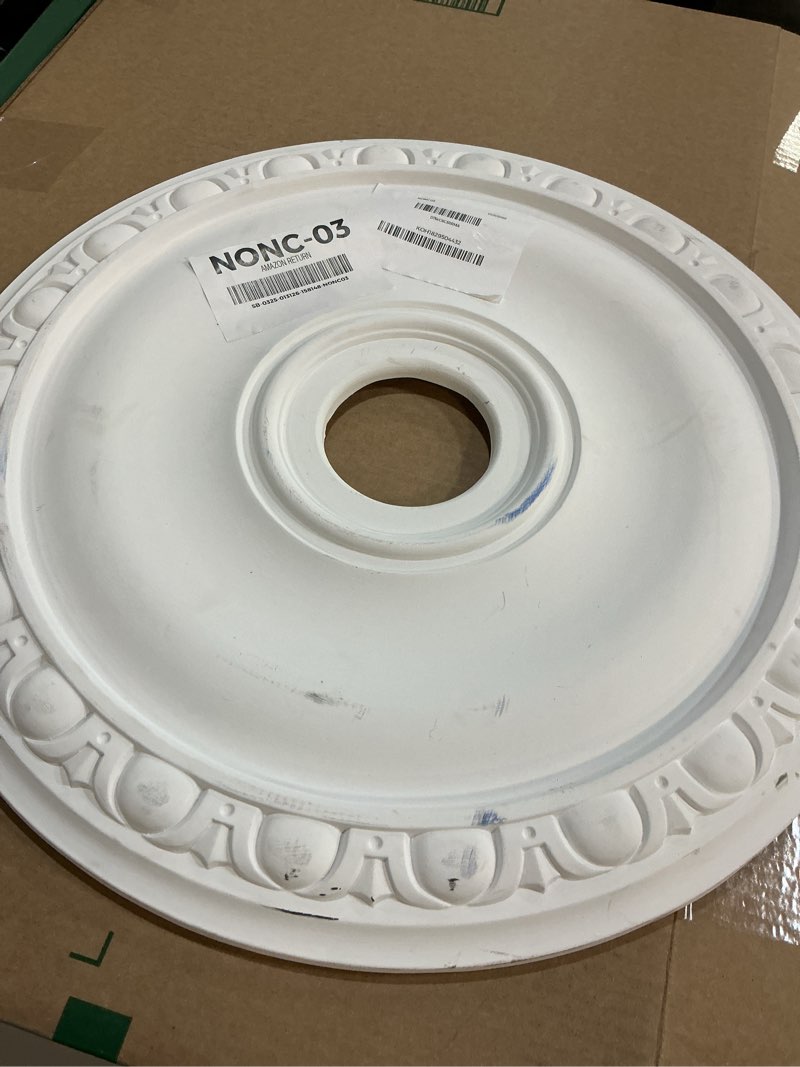 Condition photo showing Good Condition for Ekena Millwork CM24DI Diane Ceiling Medallion, 20\"OD x 3 5/8\"ID x 1 1/4\"P (Fits Canopies up to 6 1/4\"), Factory Primed