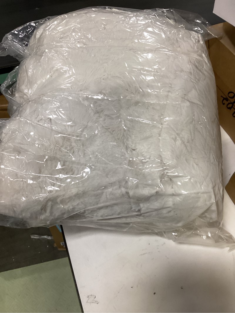 Condition photo showing Good Condition for Faux Rabbit Fur Throw Blanket for Couch, Fluffy Warm Plush Thick Bubble Blanket for Bed Sofa Living Room, Soft Cozy Furry Blanket Home Decor, 50x60 inches, Cream White Cream White 50"x60"