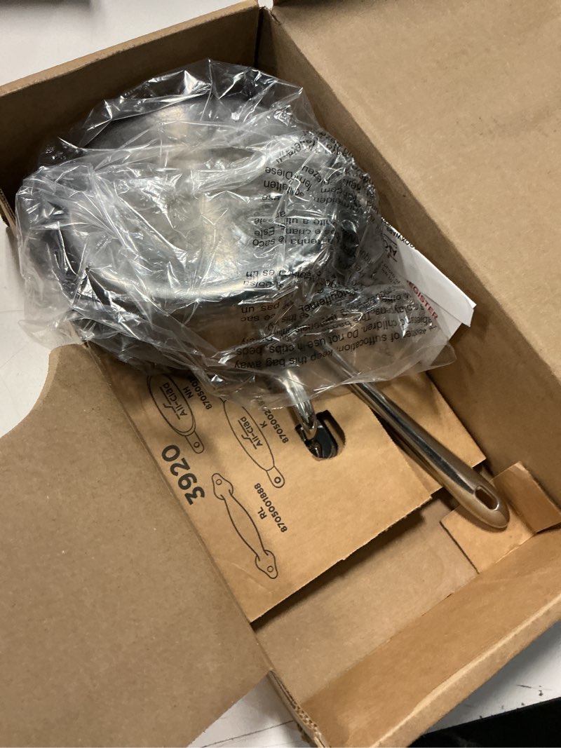 Condition photo showing Good Condition for all-clad d3 stainless steel 3 quart sauce pan with lid- made in the usa- the original bonded professional cookware- oven safe & induction compatible 3 quarts