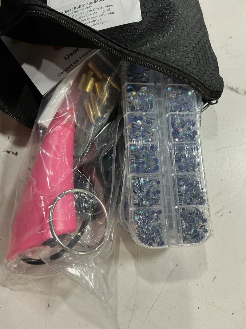 Condition photo showing New/Like New for worthofbest hotfix rhinestone setter, hot fix applicator tool bedazzler kit with rhinestones, kit, hot fixed wand for clothes clothing fabric crafts, 5000 pcs, ab crystal, clear, 3 gems sizes, tips