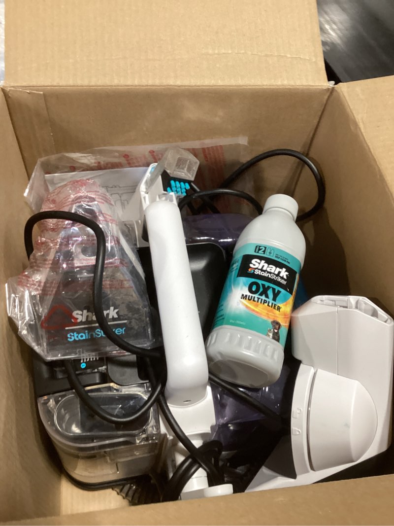 Condition photo showing As Is for Shark StainStriker HairPro Portable Carpet, Upholstery & Area Rug Cleaner with Pet Mess & Hair Tools, Self-Cleaning, Perfect for Pets & Car Interiors, 4 Cleaning Tools & Pet Solution, Copper, PX251 StainStriker w/ HairPro Technology