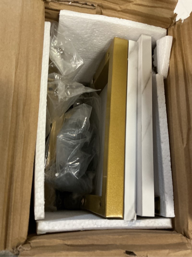 Condition photo showing Good Condition for Masupu 70.9" Console Table with Power Outlet, Modern Narrow Long Sofa Table Behind Couch, Skinny Entry Table, Industrial Sofa Table with Metal Frame for Hallway, Living Room, Marble White 8" W x 70.9" L x 31.7" H Marble White-outlet