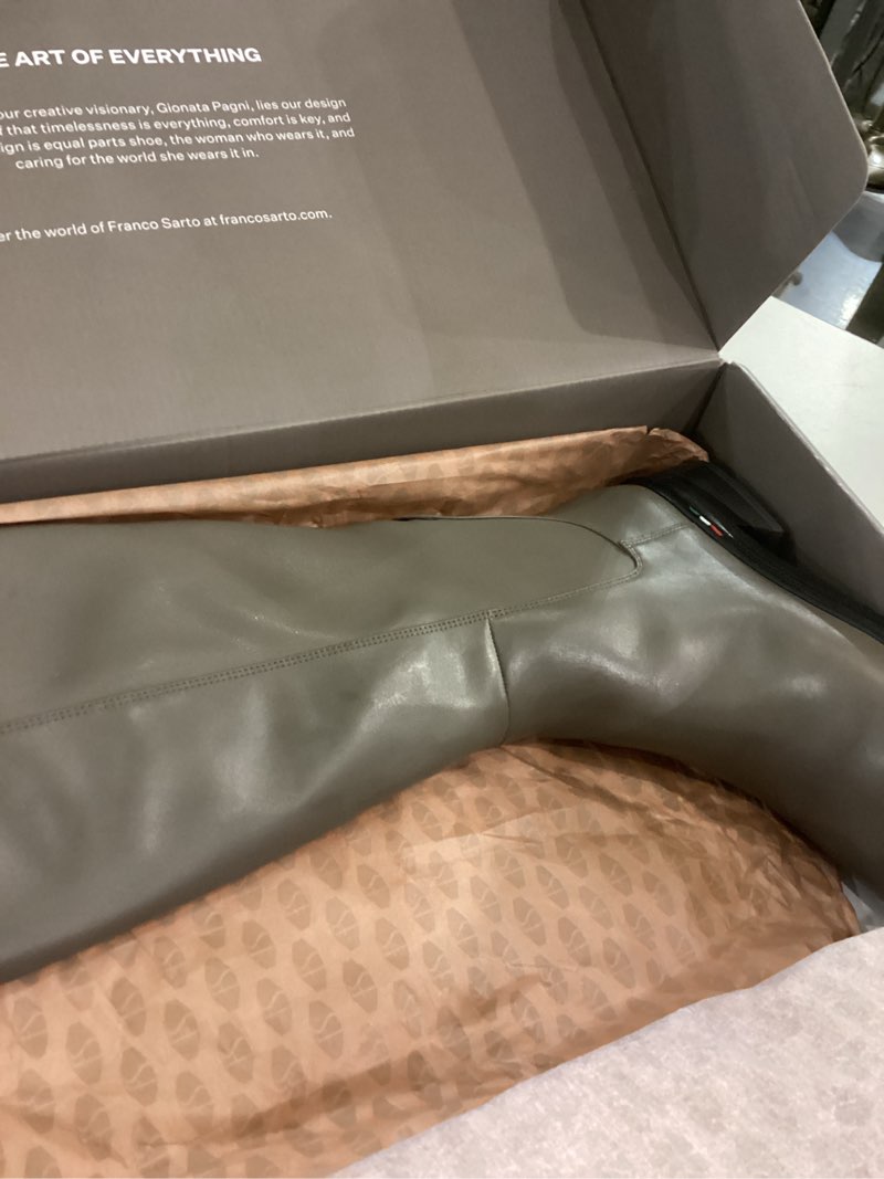 Franco Sarto Womens Giselle Flat Tall Boot Shadow Grey Stretch Leather 6.5 W