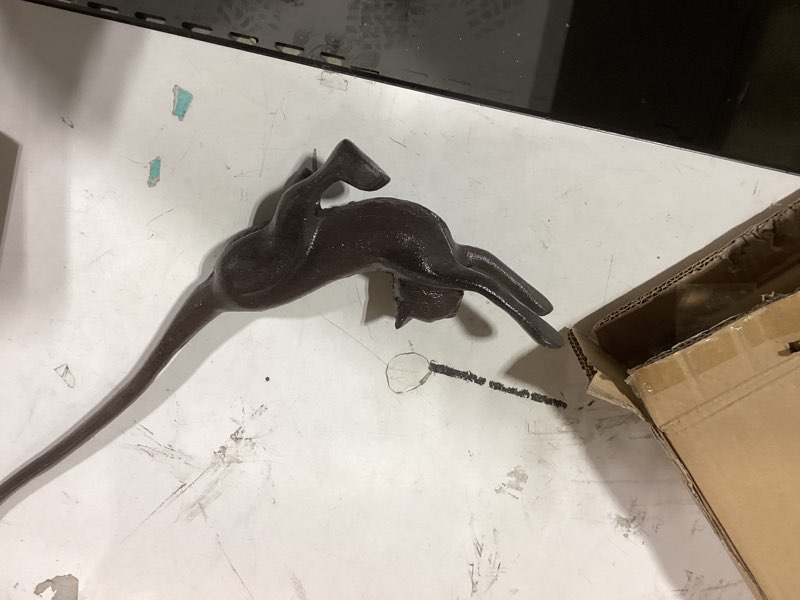 Condition photo showing As Is for Cast Iron Toilet Tissue Holder,Cat Toilet Paper Holder Decorative Paper Stand for Bathroom or Kitchen Countertop,Cat Shape