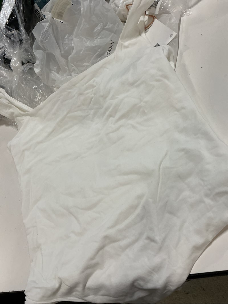 Condition photo showing Good Condition for stretch cotton jersey square neck tank bodysuit, m, soft white