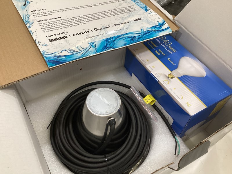 Condition photo showing Good Condition for 120v 10-inch waterproof pool light for inground pools – ip68 rated, includes 2 x 500w incandescent bulbs, 50ft cord, direct replacement for pentair amerlite & hayward astrolite, fits 10'' pool niche