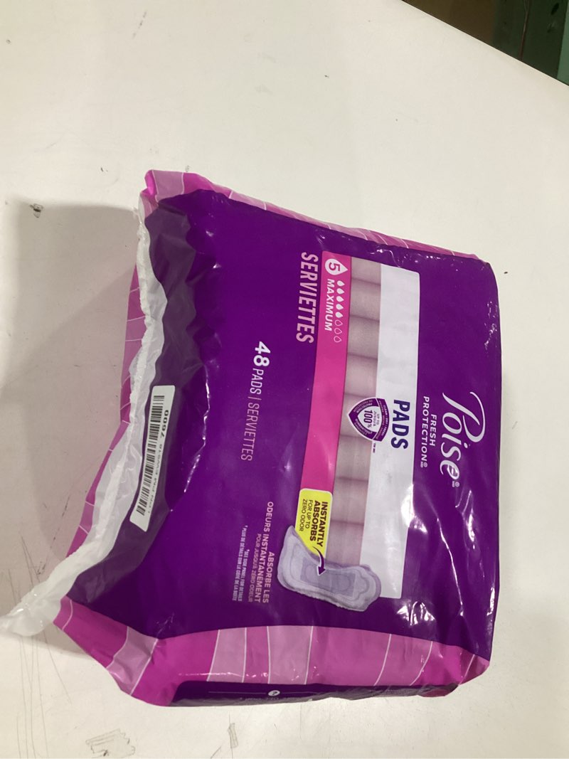 Condition photo showing New/Like New for Poise Incontinence & Postpartum Pads for Bladder Leaks, 5 Drop Maximum Absorbency, Regular Length, 48 Count, Packaging May Vary Regular 48