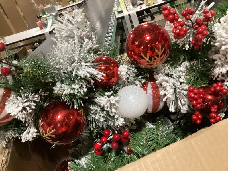 Condition photo showing As Is for Minetom 48-inch Large Christmas Wreath with Timer and Memory Function, Featuring 200 Warm White LED 