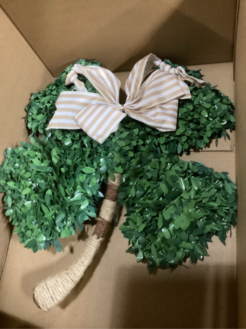 Condition photo showing Good Condition for dazonge st. patrick's day decorations, st patricks day shamrock wreath, lucky green st. patrick's day door swag for fireplace mantel walls