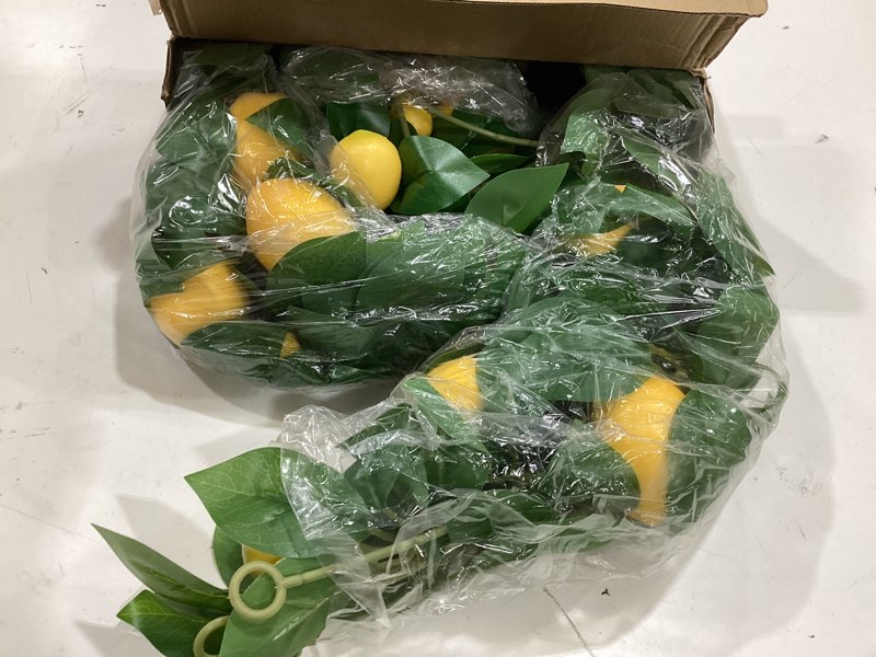 Condition photo showing Good Condition for dallisten 3 strands lemon artificial vines, 71" lemon silk vine garland with green leaves, fake hanging plants greenery decor for home, bedroom, wall, party, wedding decoration lemon vine