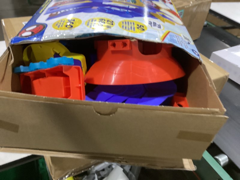 Condition photo showing As Is for spidey and his amazing friends web-spinners web-quarters, kids playset with action figure, vehicle, and accessories, marvel super hero toys, ages 3 and up, large
