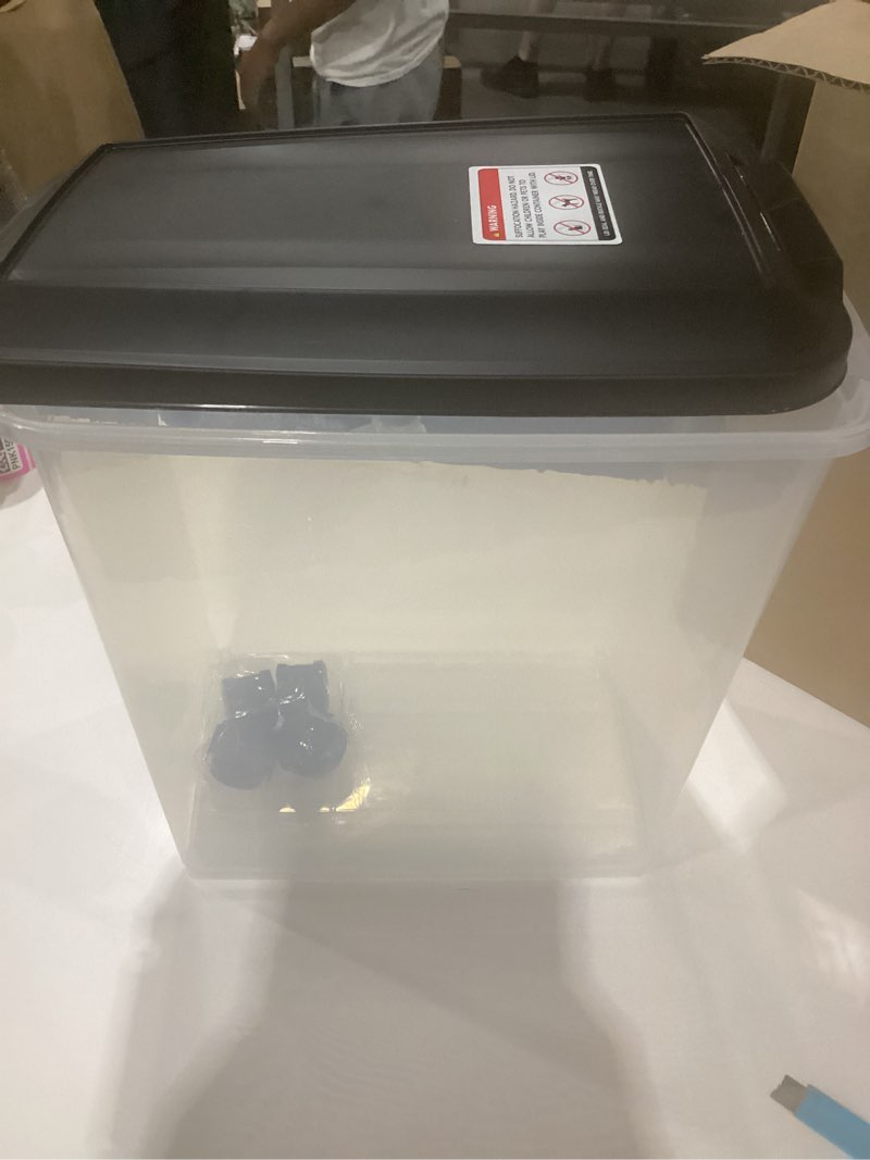 Clear Plastic Storage Bins with Lids, 50 Quart, Gray - Stackable Organizing Container Boxes for Closet, Bathroom, and Office has 2 storage bins inside.