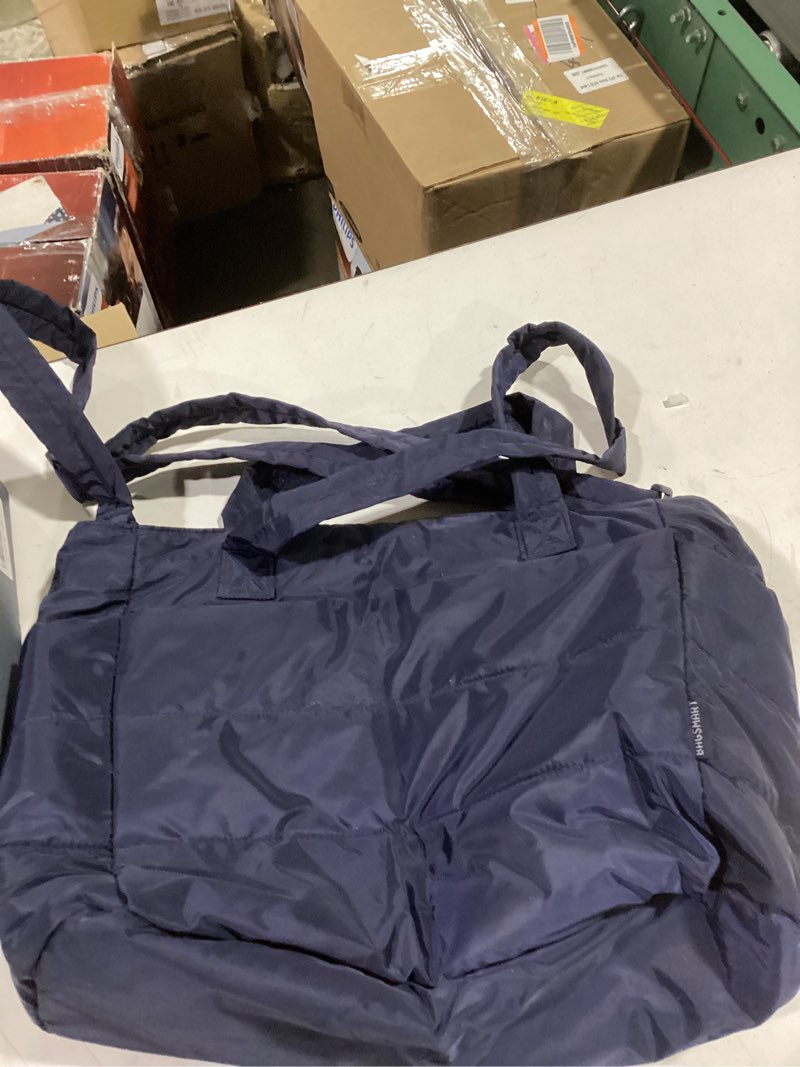 Condition photo showing Good Condition for bagsmart tote bag for women, lightweight puffy tote bag with compartments quilted shoulder bag handbag for travel, work, gym standard size j-navy blue-standard size