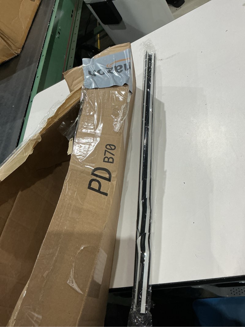 Condition photo showing As Is for trimold brushed black aluminum peel and stick l molding corner guards with 90° angle for wall door frame cabinet baseboard protection and decoration, 35.4in x 0.8in (3pcs) brushed black 35.4in x 0.8in